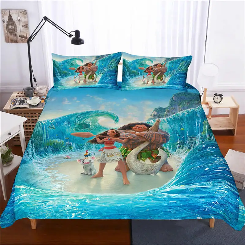 Disney Moana Bedding Set Duvet Cover PillowCase Single Twin King Size Bedroom Decoration Cartoon boy Girls Children Bed Gifts - Цвет: 1