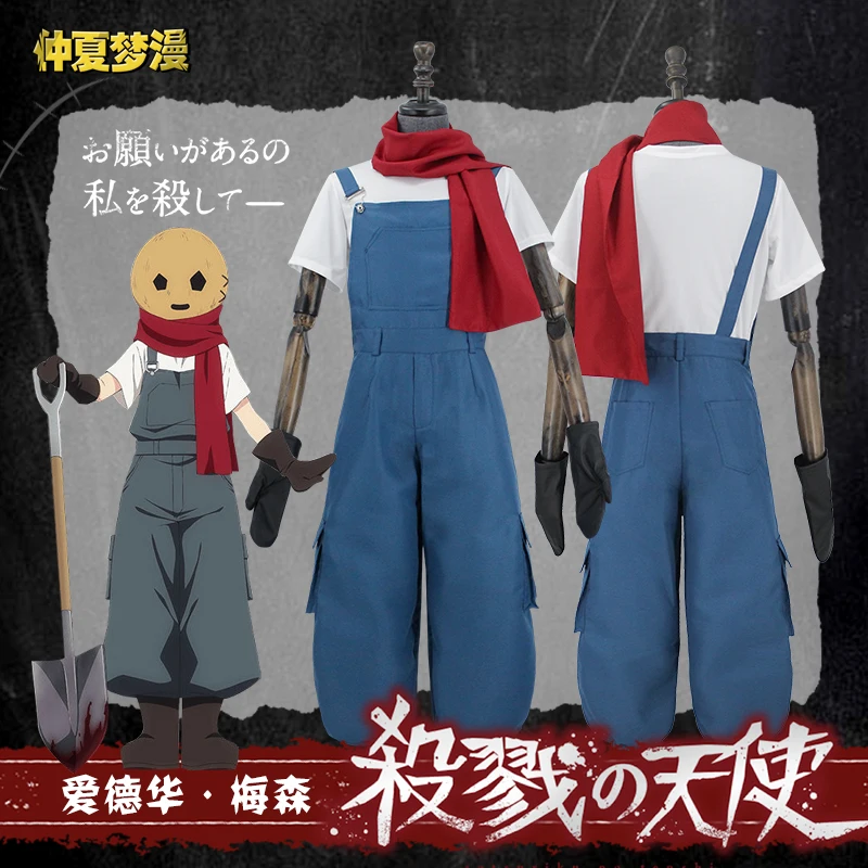 Anime Engelen van Death Cosplay Edward Mason Cos Halloween Party Cos Mannen & Vrouwen uniform Volledige set (T- shirt + sjaal + handschoenen + Bib broek) Anime Engelen van Death Cosplay Edward Mason Cos Halloween Party Cos Mannen & Vrouwen uniform Volledige set (T- shirt + sjaal + handschoenen + Bib broek)