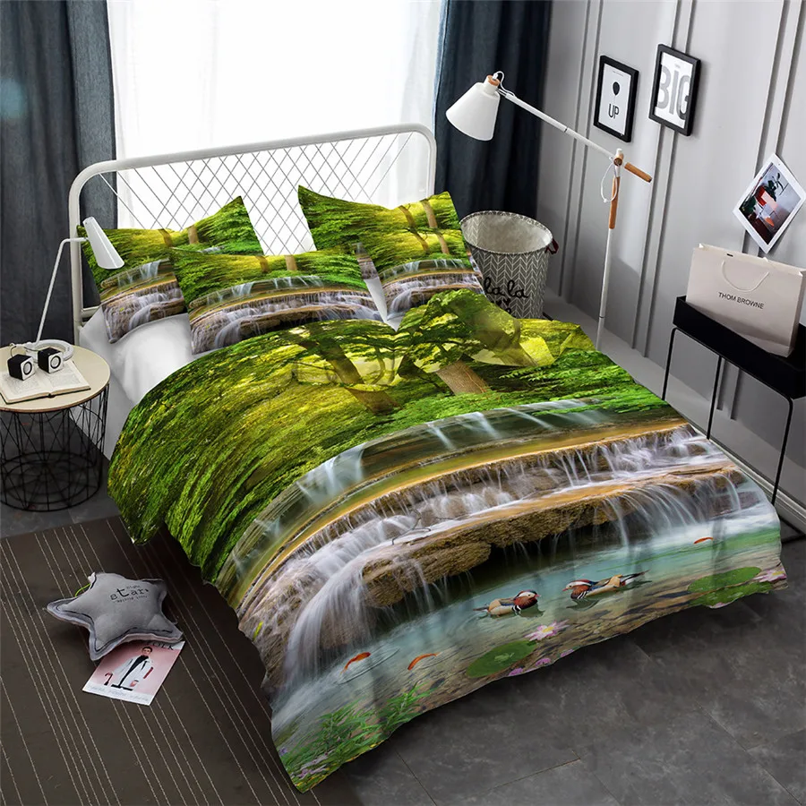 HELENGILI 3D комплект постельного белья лес dreamland принт пододеяльник набор реалистичное постельное белье с наволочкой Комплект постельного белья домашний текстиль#2-09