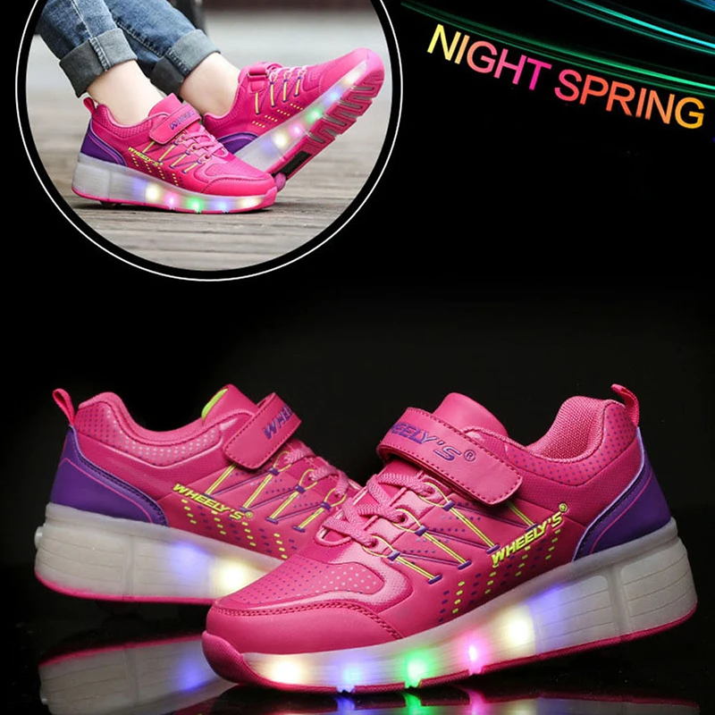Kids Shoes with LED Lights Children Roller Skate Sneakers with Wheels glowing Led Light Up for Boys Girls Zapatillas Con Ruedas 9 HTB1cMfabiYrK1Rjy0Fdq6ACvVXav