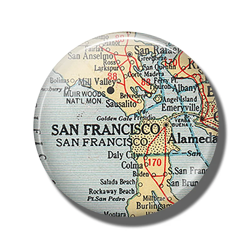 

San Francisco Map 30MM Fridge Magnet Alameda San Rafael Map Glass Cabochon Magnetic Refrigerator Stickers Note Holder Home Decor