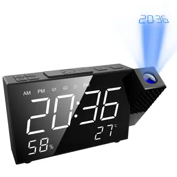 

ORIA Digital Clock LED FM Radio Alarm Clock Sleep Timer USB Snooze Table Clocks Projection Clock