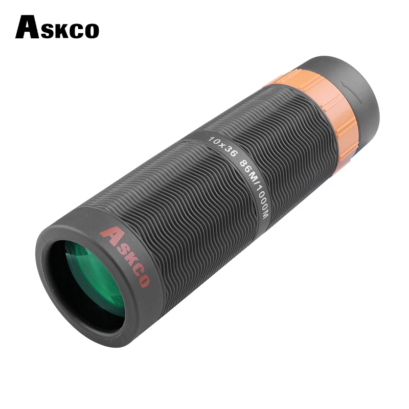 Askco قوية 10X36 HD كامل النيتروجين للماء أحادي تلسكوب Bak4 بريزم مناظير تلسكوب مع الهاتف كاميرا محول