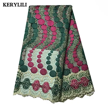 

Latest African Green Organza Net Cloth Beaded&Rhinestones Nigerian Lace Fabrics For Wedding Sewing KRL-66154