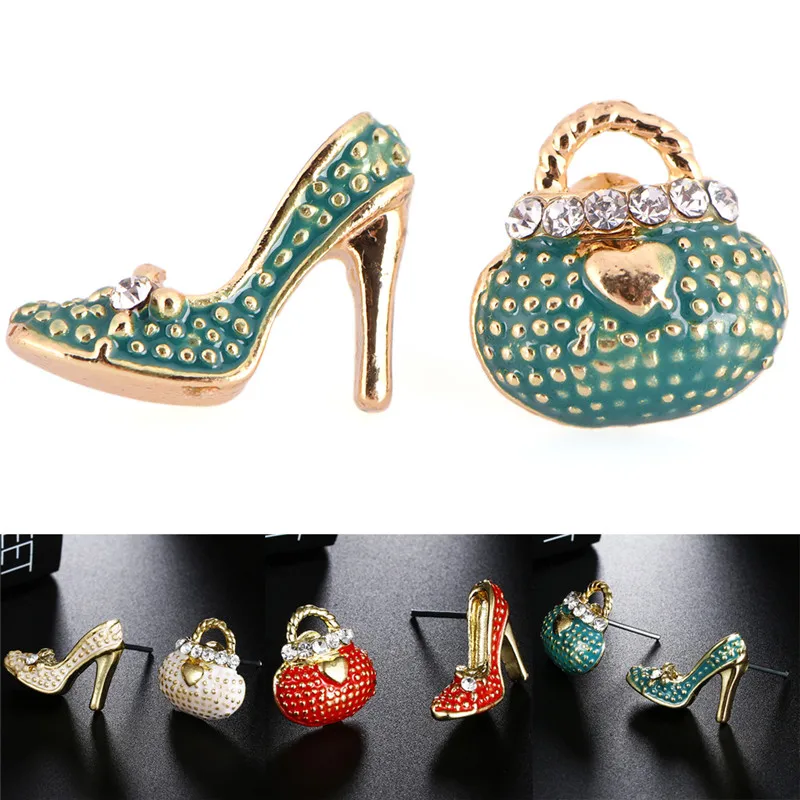 Cute Bags Heels Shoe Asymmetric Earrings For Women Gold wholesale High Quality boucle