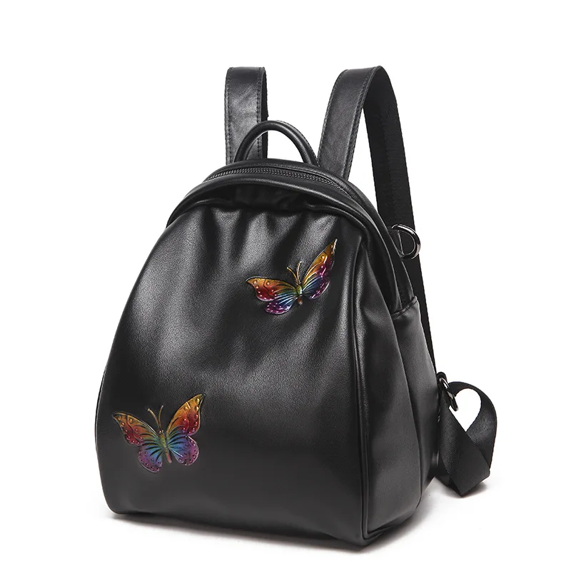 

The new fashion exquisite embroidered butterfly Genuine leather backpack for children Schoolbag Shell multifunctional Travel bag