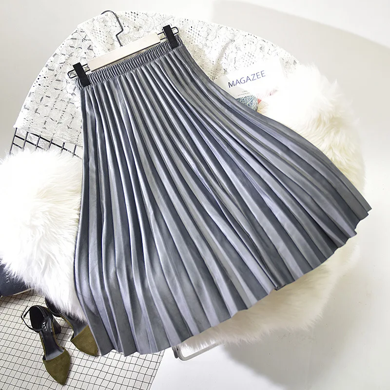 Buy 2018 Vintage Women Pleated Long Skirt Gold Velvet