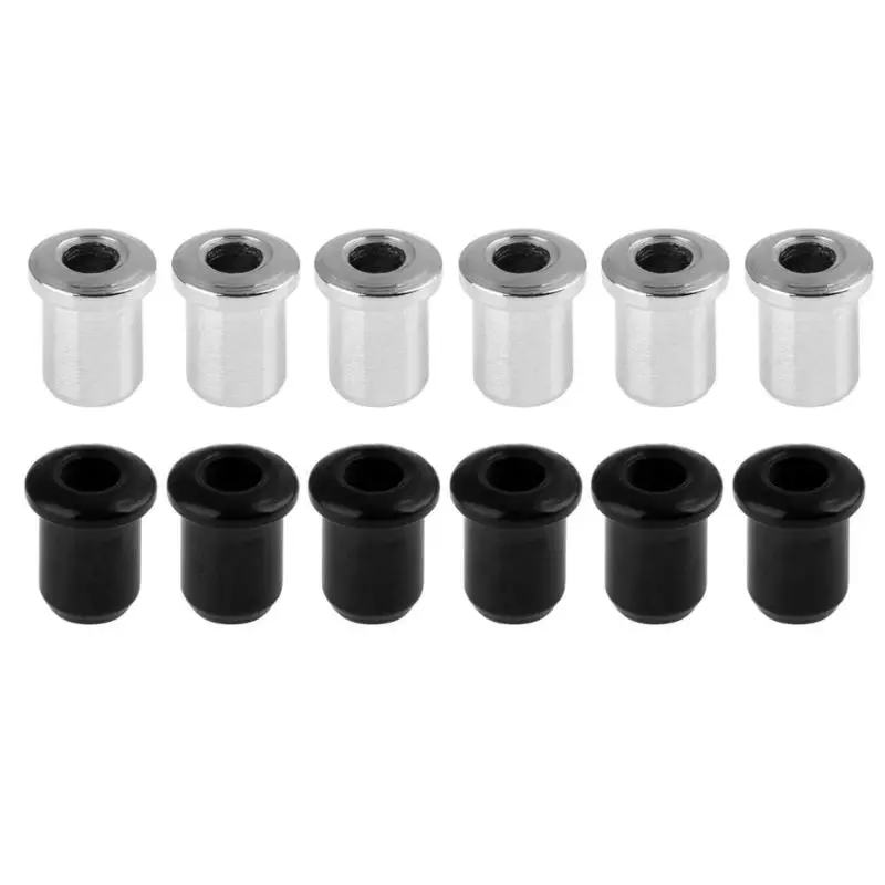 

6pcs Metal String Mounting Ferrules Bushings for Electric Guitar Parts Silver