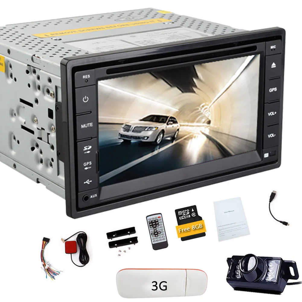 Sale Music DVD Player 6.2" Movie GPS Radio MP3 Car Stereo Autoradio Accessory Sub Video 2 din RDS Head Unit Map+CAM+3G 9