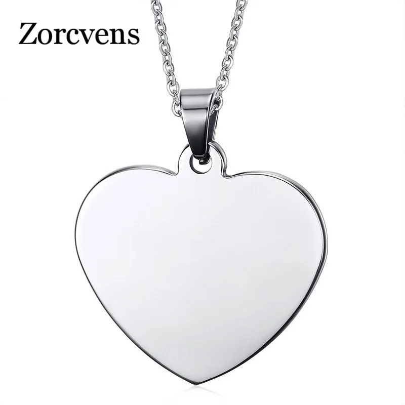 

ZORCVENS Customized Engraved 316L Stainless Steel Heart Shaped Pendant Personalized Necklace
