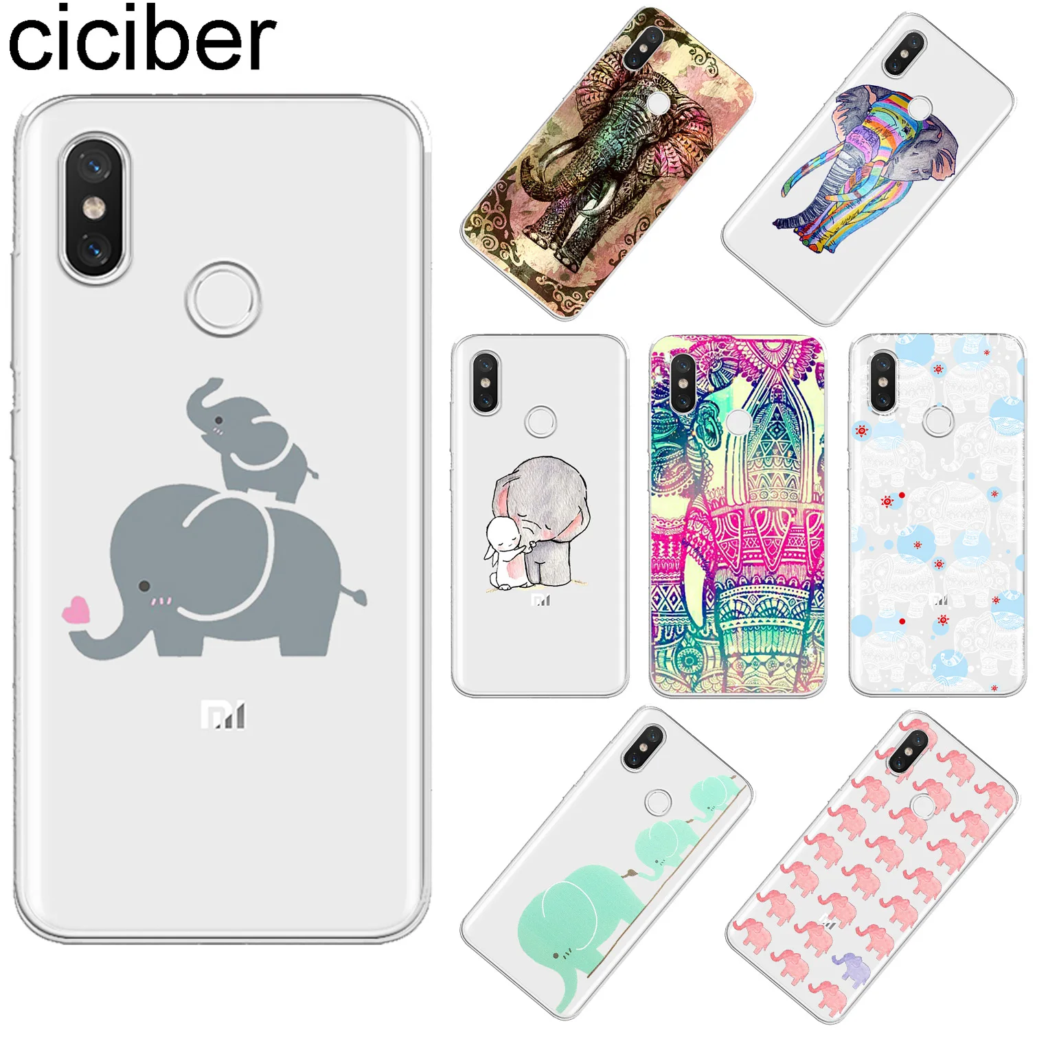 

ciciber For Xiaomi A2 A1 8 6 5 X 5C 5S Plus Lite SE Poco Phone F1 Soft TPU Cases For Xiaomi MIX MAX 3 2 1 S Pro Elephant Fundas