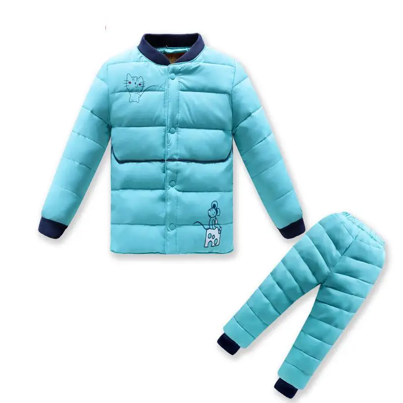 2016 New Autumn Winter Fashionable Baby Boys Girls Children Warm Thick Down Clothing Set Down Clothing