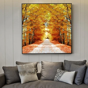 

Maple Forest Sunset View Wall Art Canvas Realist Romantic Maple Path Posters And Prints Wall Landscape Pictures For Living Room
