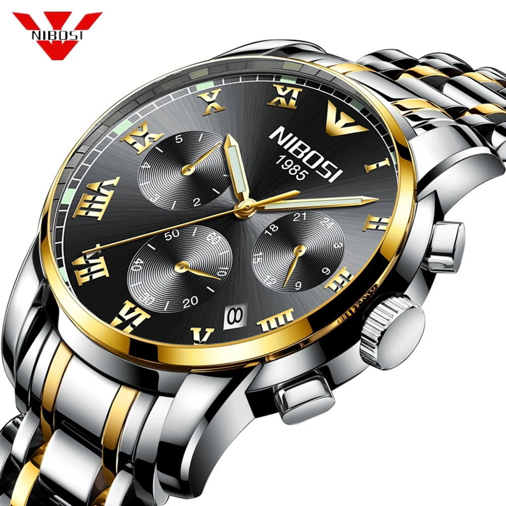 

NIBOSI Watch Men Fashion Sport Quartz Clock Mens Watches Top Brand Luxury Steel Waterproof Gold Wrist Watch Relogio Masculino