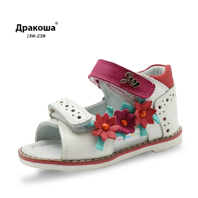 Apakowa Real Genuine Leather kids girls sandals with flower decoration children toddler girls leather sandals summer flats shoes Apakowa Real Genuine Leather kids girls sandals with flower decoration children toddler girls leather sandals summer flats shoes
