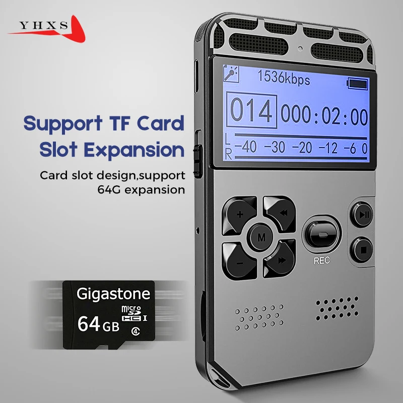  Portatile HD Studio Digital Audio Audio Voice Recorder Dittafono WAV Lettore MP3 Penna di Registraz