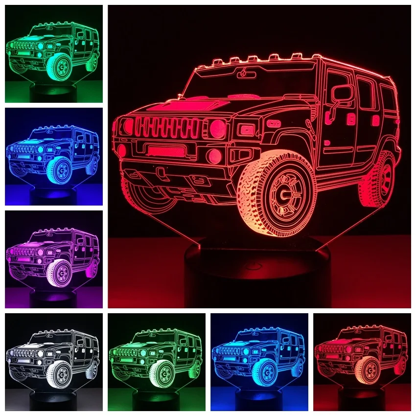 

Amroe 2018 Cool Jeep Car 7 Color Dimming Gradient RGB 3D LED Night Light Boys Bedside Sleeping Male Friend Birthday Xmas Gifts