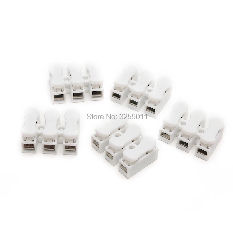 100pcs 3 Pin Spring Wire Connectors Electrical Cable Clamp Wiring