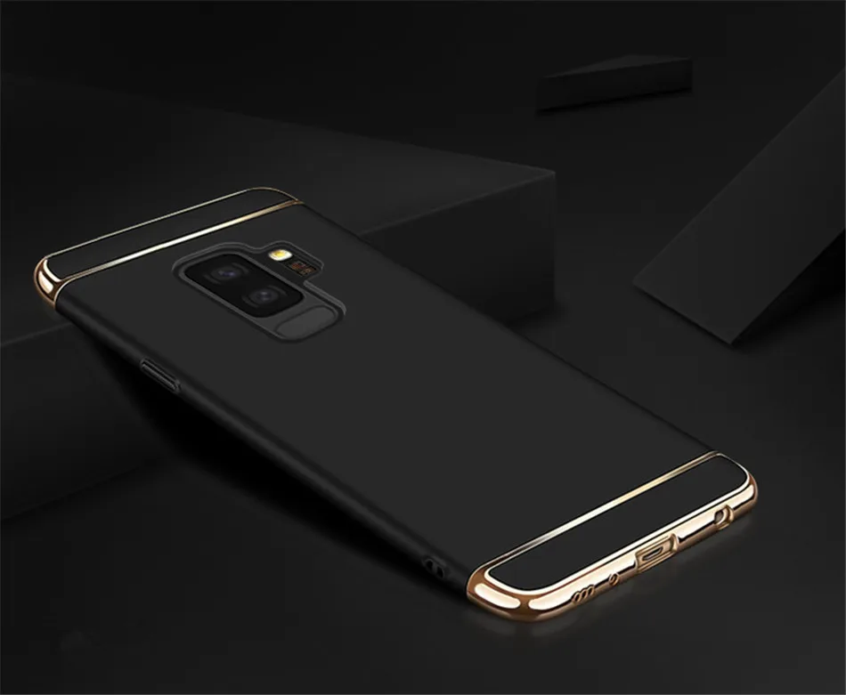 Black Жесткий Чехол для samsung J4 J6 A5 A6 A7 A8 A9 чехол Роскошный металлический бампер на A6 A8 плюс J4 J6 Plus на J4 J6 A6 A5 A9 - Цвет: Black
