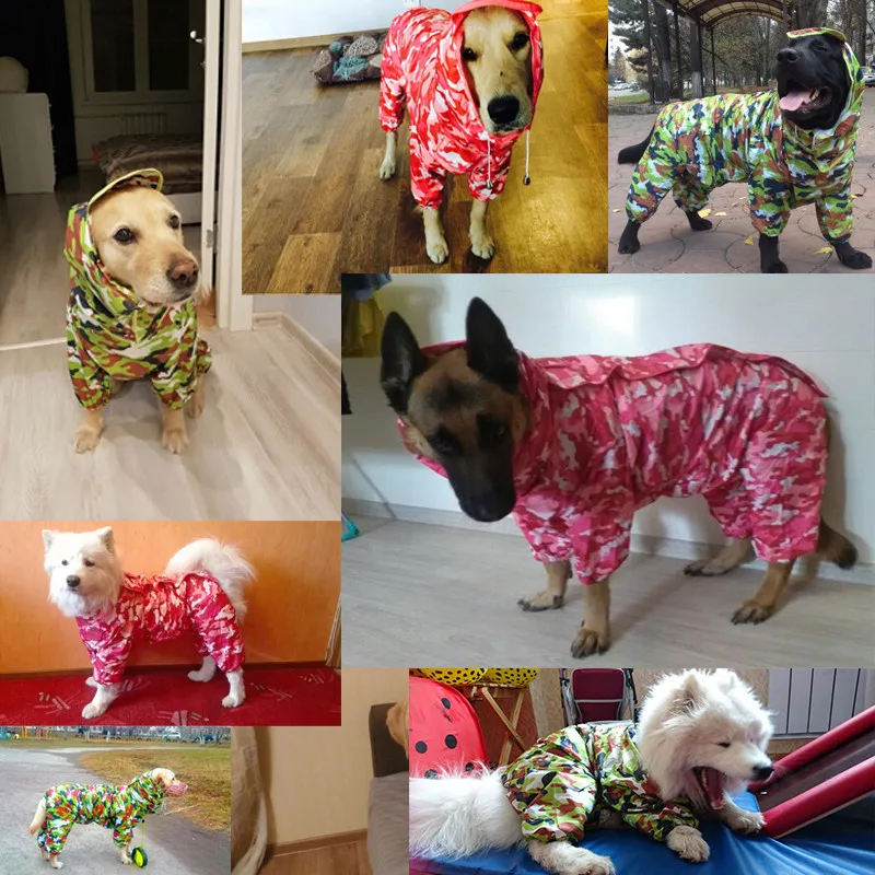 Red Green Camouflage Large Pet Dog Raincoat Waterproof Rain Jackets Coat Clothes Apparel Labrador Golden Retreiver Samoyed8