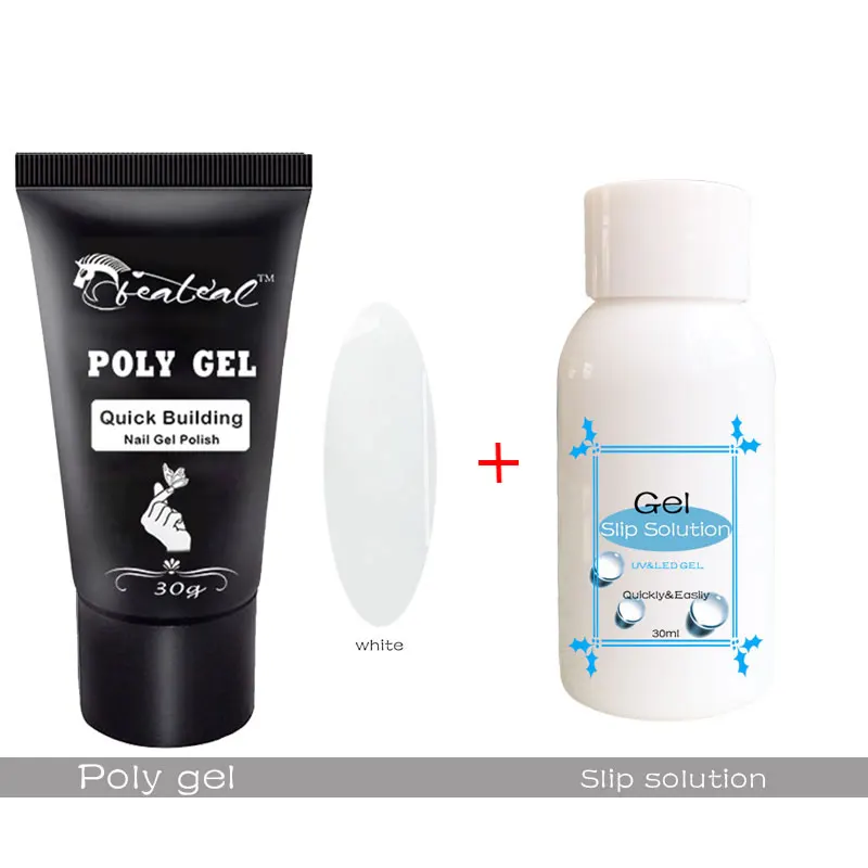 

Beateal 2pcs/set Poly Gel Slip Solution Set Odorless Alcohol Substitutes UV Gel Finger Extension Kits PolyGel Nail Brush Tips