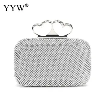 

Wedding Clutch Luxury Prom Banquet Wedding Bag Full Diamonds Silver Evening Party Bags Clutches For Women Rhinestone Sac Handbag
