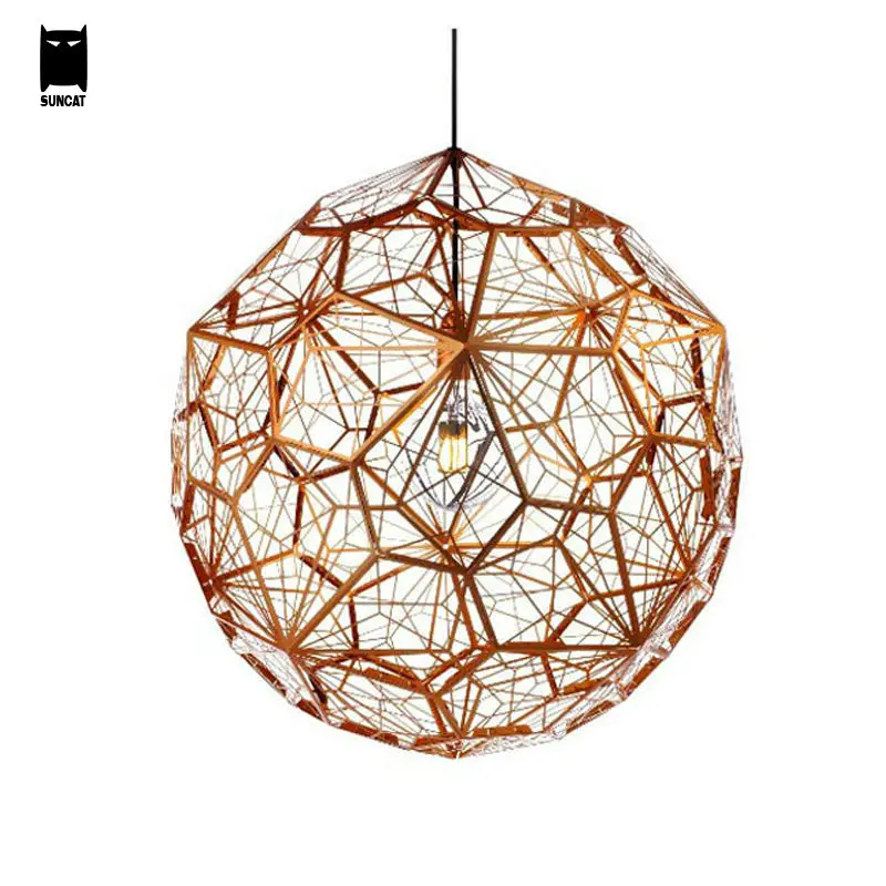 

30/40/50/60cm Copper Silver Gold Etch Web Diamond Pendant Light Fixture Modern Stainless Steel Hanging Lamp Luminaria Design