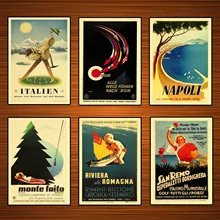 Italia Turismo póster de viaje invierno und Sommer auf den Bergen clásico pegatinas de pared lienzo Vintage Poster hogar Bar decoración regalo