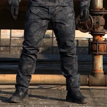 Весенне-осенние мужские бионичекий Камуфляж Охота походные быстросохнущие брюки Спортивная подготовка на открытом воздухе SWAT устойчивые к царапинам длинные брюки