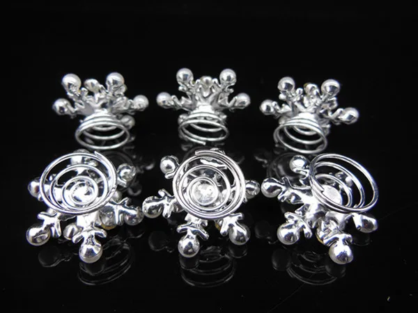 100 Pcs New bride wedding hair accessories,crystal pearl screw clamp, Snowflake women hair styling barrettes,White Pearl Crystal