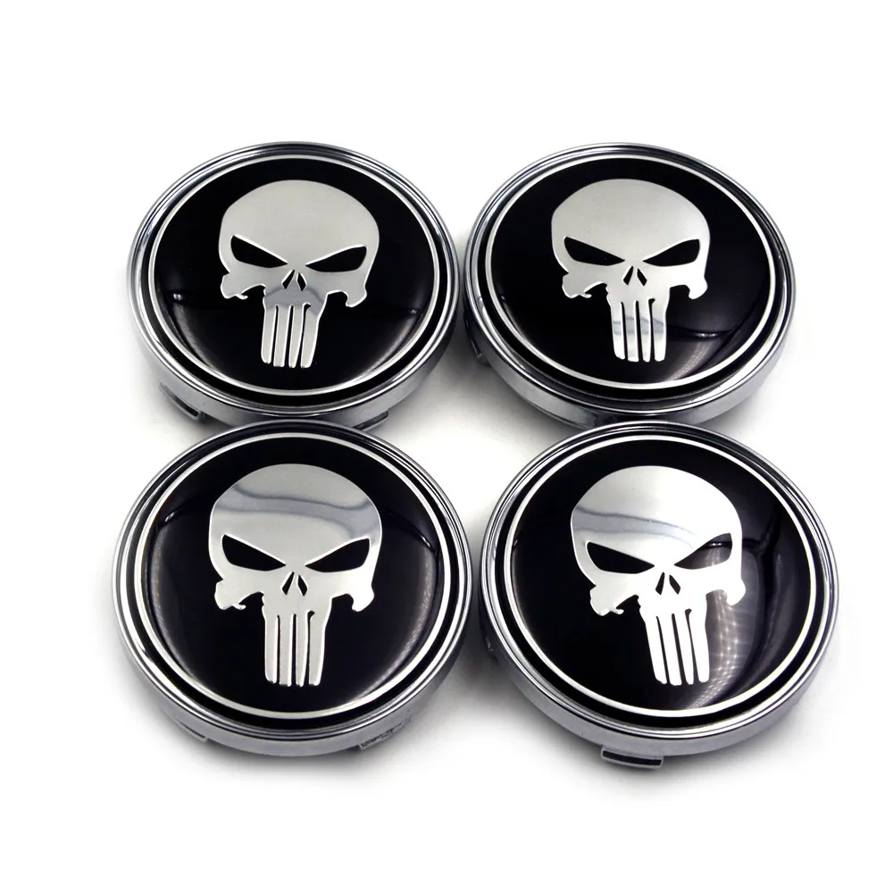 

Wholesale New One Set 4pcs 60mm Black Color Car Tyre Wheel Center Hub CapEmblem Badge Decal Punisher Caps