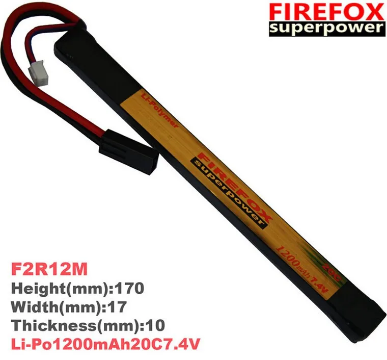 

1pcs 100% Orginal FireFox 7.4V 1200mAh 20C Li Po AEG Battery 170mm x 17mm F2R12M Drop shipping