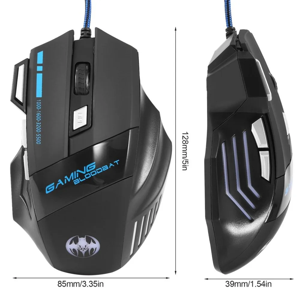 

5500 DPI 7 Button Wired Gaming Mouse LED USB Optical Wired mouse gamer Computer Mouse Mice For Pro laptop desktop video game