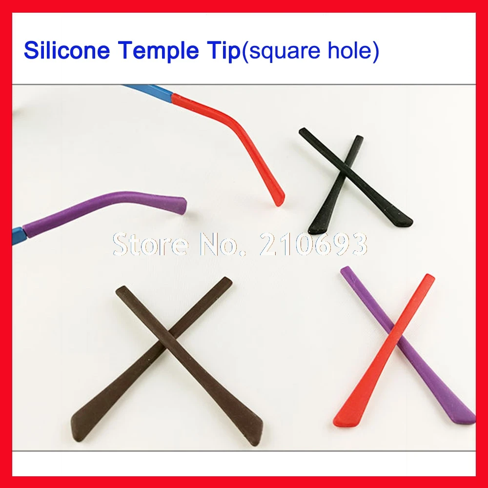 

Free Shipping Retail DT001 Soft Silicone Anti Slip Eyeglasses Glasses Temple Tips Accessories Optical Frame Temples Square hole