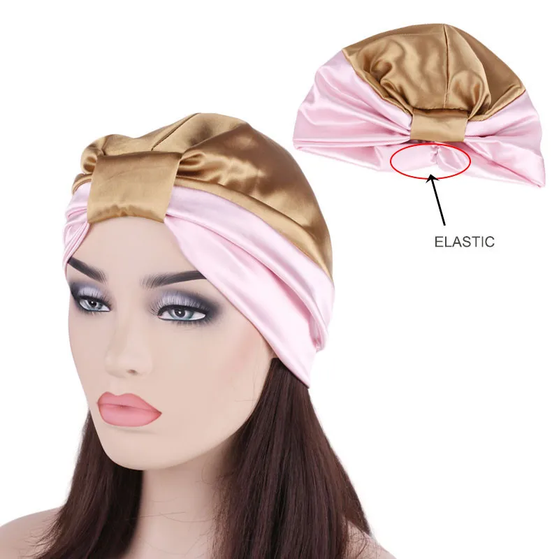 

New Women's Elastic Silky Stain Turban Hat Cancer Chemo Beanies Cap Chemotherapy Headwear Wrap Plated Hair Accessories