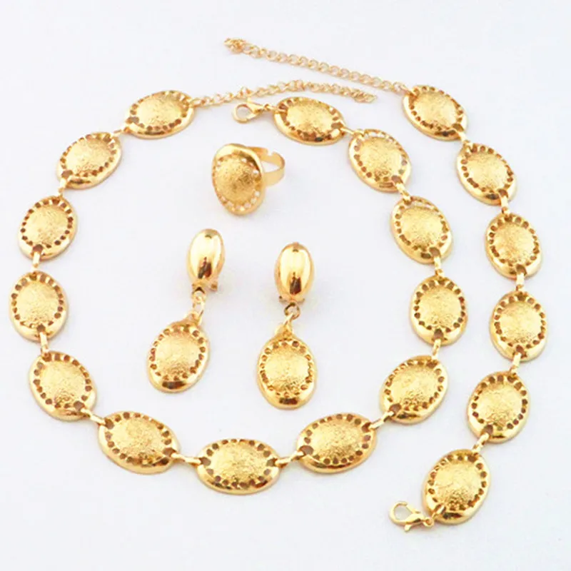 Dubai Gold Color Chunky Fashion Jewelry Set African Women Fashion