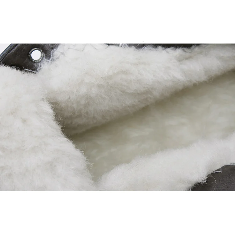 Genuine Leather Winter Men Boots Lace-up Plush Fur Snow Boots for Men Flat Shoes Blue Leather Male Z500 35