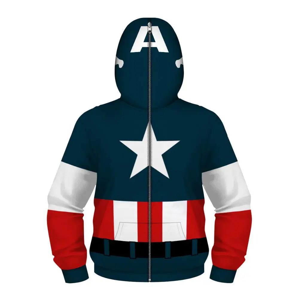 Детская куртка «мстители» куртка для мальчиков «Капитан Америка» толстовка с символикой Человека-паука, свитер на молнии куртка для мальчиков «Железный человек» Детская одежда