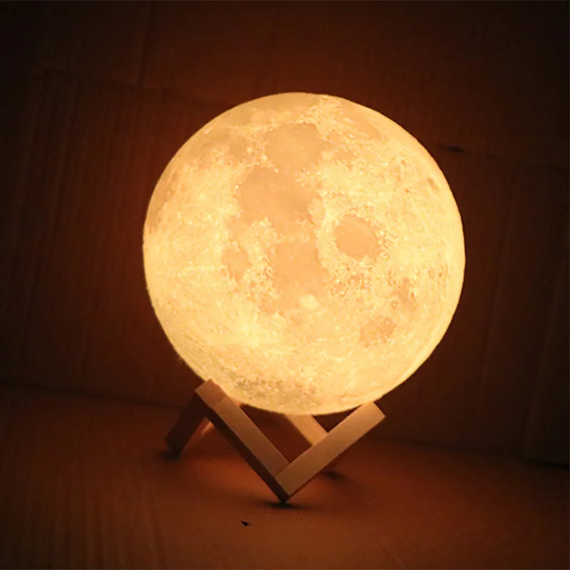 

Rechargeable 3D Print Moon Lamp 2 Color Change Touch Switch Bedroom Bookcase Night Light Home Decor Creative Gift