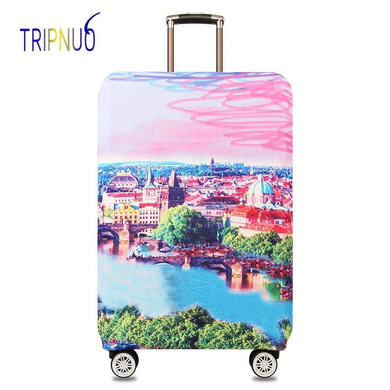 

TRIPNUO Thickest European Town Luggage Cover Travel Accessories Elastic Suitcase Protective Cover Apply To 18''-32'' Suitcase