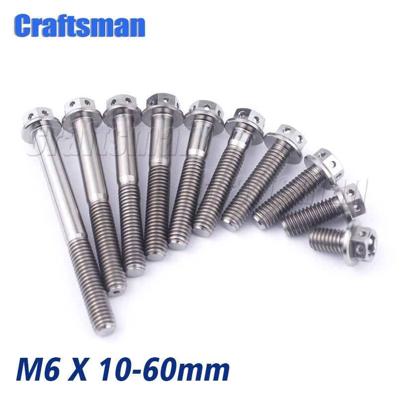 1 шт. Ti M6x 10 15 20 25 30 35 40 45 50 60 мм кожух двигателя мотоцикла болты M6 титановые