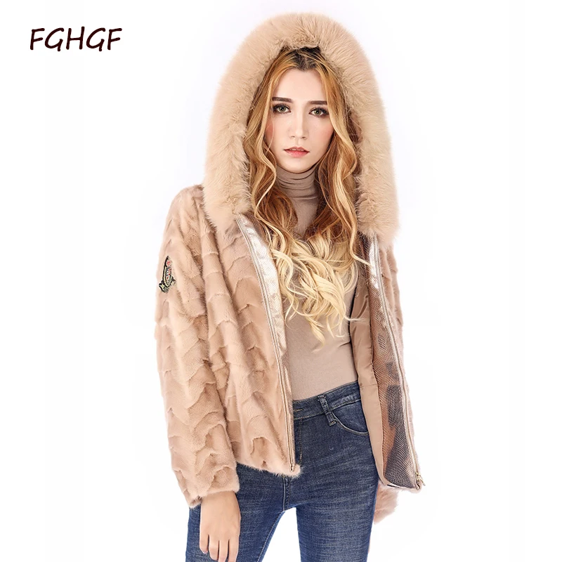 warm wind Real Mink Skin Fur Women Jacket Autumn Winter Short Mink Fur Coat women real fur coat