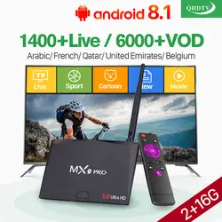 Ip ТВ подписка MX9 PRO Android 8,1 умные телевизоры коробка RK3328 с 1 год QHD код IPTV арабский и французский Марокко Бельгия Нидерланды