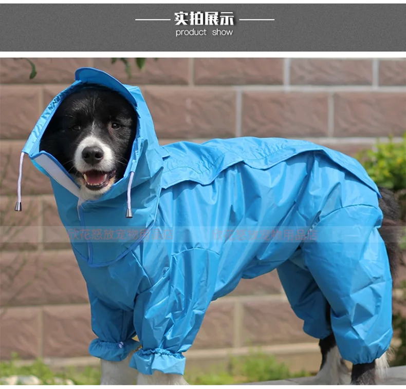 Large Hooded Dog Raincoat Jacket Big Pet Poncho Dog Rain Clothes Waterproof Clothing for Dogs Golden retriever Labrador WLYANG
