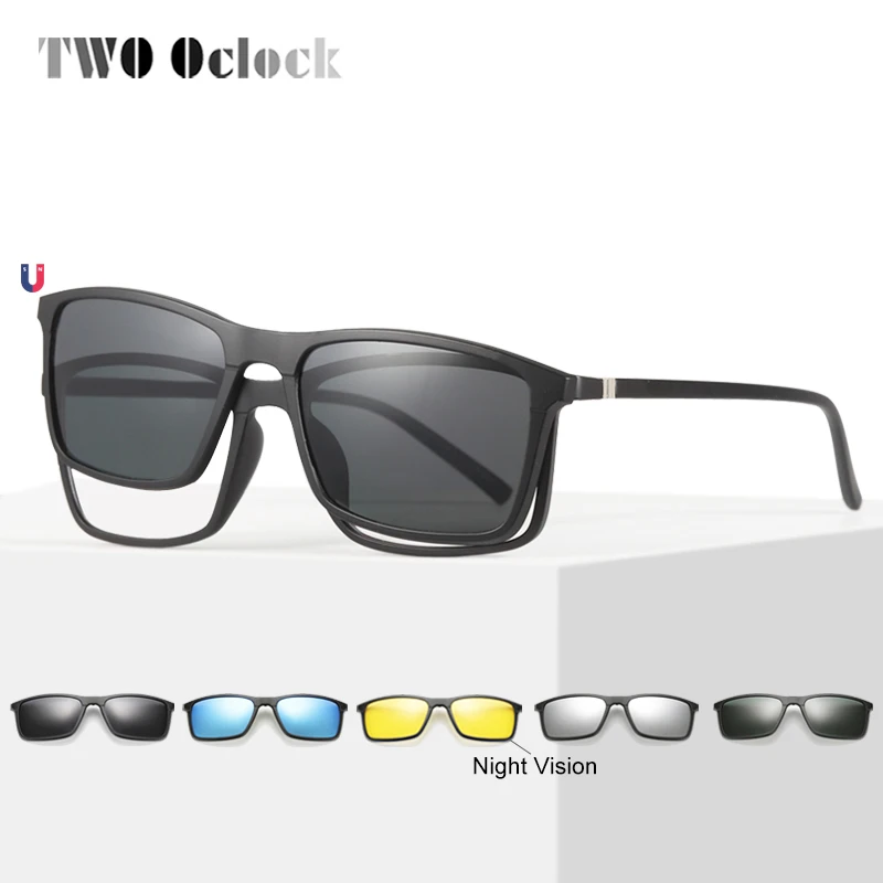 Два Oclock поляризованные очки на застежке, оправа, магнитные солнцезащитные очки для мужчин и женщин, солнцезащитные очки по рецепту, квадратные очки для близорукости, солнцезащитные очки A8806
