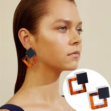 Модные ZA ювелирные изделия Акриловые полимерные квадратные серьги-гвоздики для женщин геометрические серьги с большими ромбовидными черепашками ацетатные Серьги Brincos