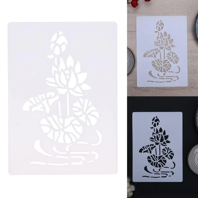 

Lotuses Flower DIY Craft Layering Stencils Wall Scrapbooking Painting Template Stamp Album Decor Embossing Card Plastic Pochoir
