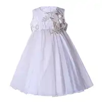 Pettigirl New Style Summer Girls Party Dress Flower Embroidery Pageant Dresses with Gold Sequins Kids Boutique Clothes 1368