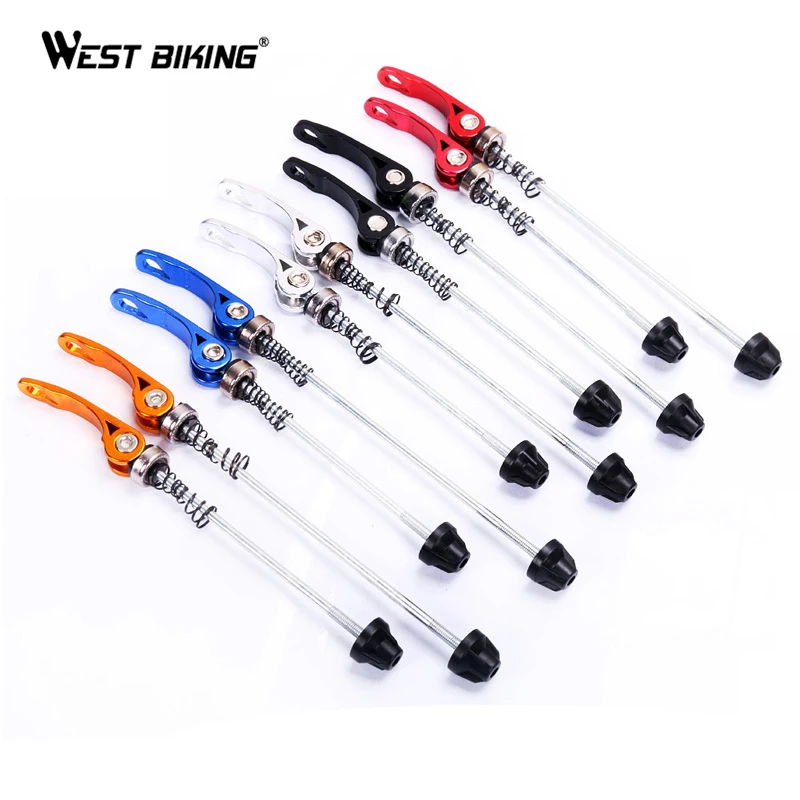 Bicycle Quick Release Skewer WEST BIKING 1Pair MTB Road Bike Front Rear Set Aluminum Chromium Alloy High Strength Bike Hub Skewers Quick Release Seat Binder