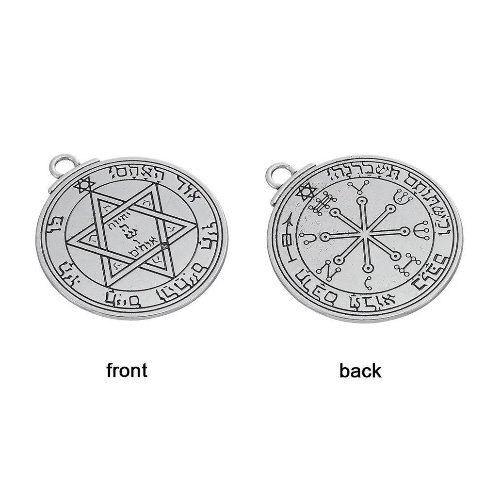 Teamer Double Sided Nordic Viking Charms for Jewelry Making Vintage Solomon Pentacle Seal Pendant for Necklace Men Amulet Wicca